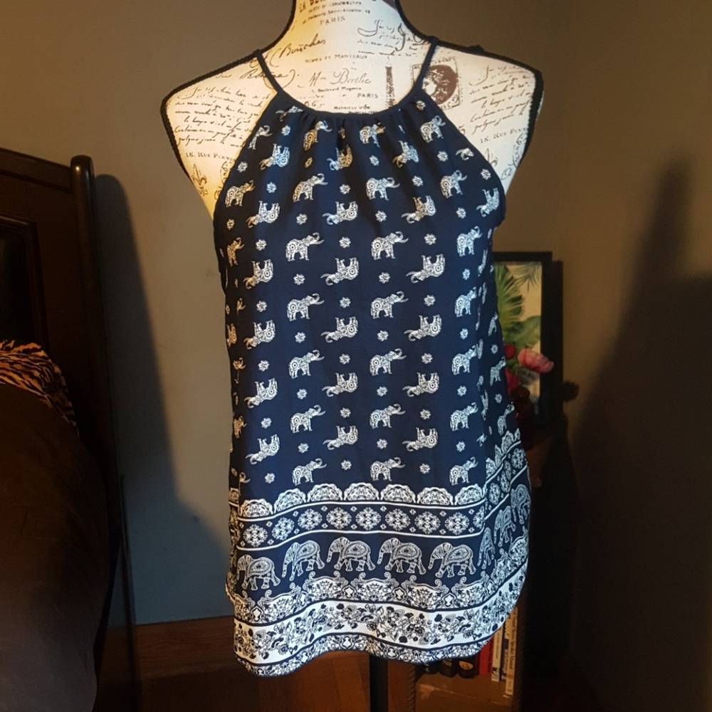 wishful park brand navy summer top